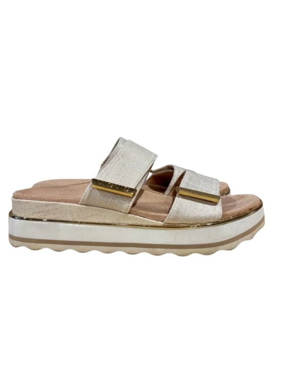 Vionic Shoes - Vionic Brandie Platform Sandals/Marshmellow Metallic Linen Size 9